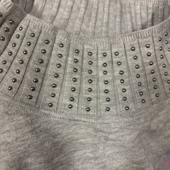 Ted Baker Womens Gray Sweater With Studded Collar & Keyhole Back Size 3 - Picture 5 of 9